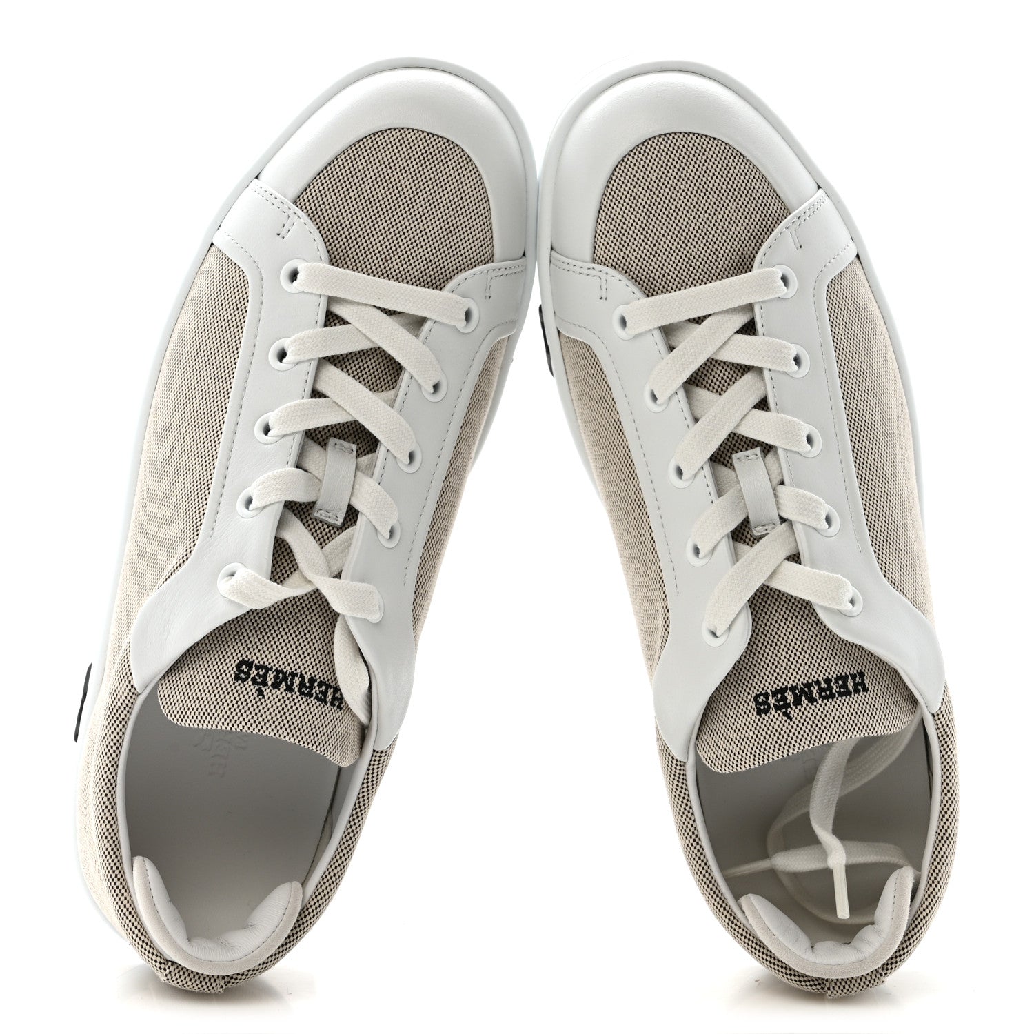 Hermes Calfskin Canvas Kid Sneakers 38 Prunoir White 5 of 10
