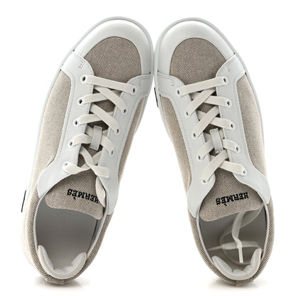 Hermes Calfskin Canvas Kid Sneakers 38 Prunoir White 5 of 10