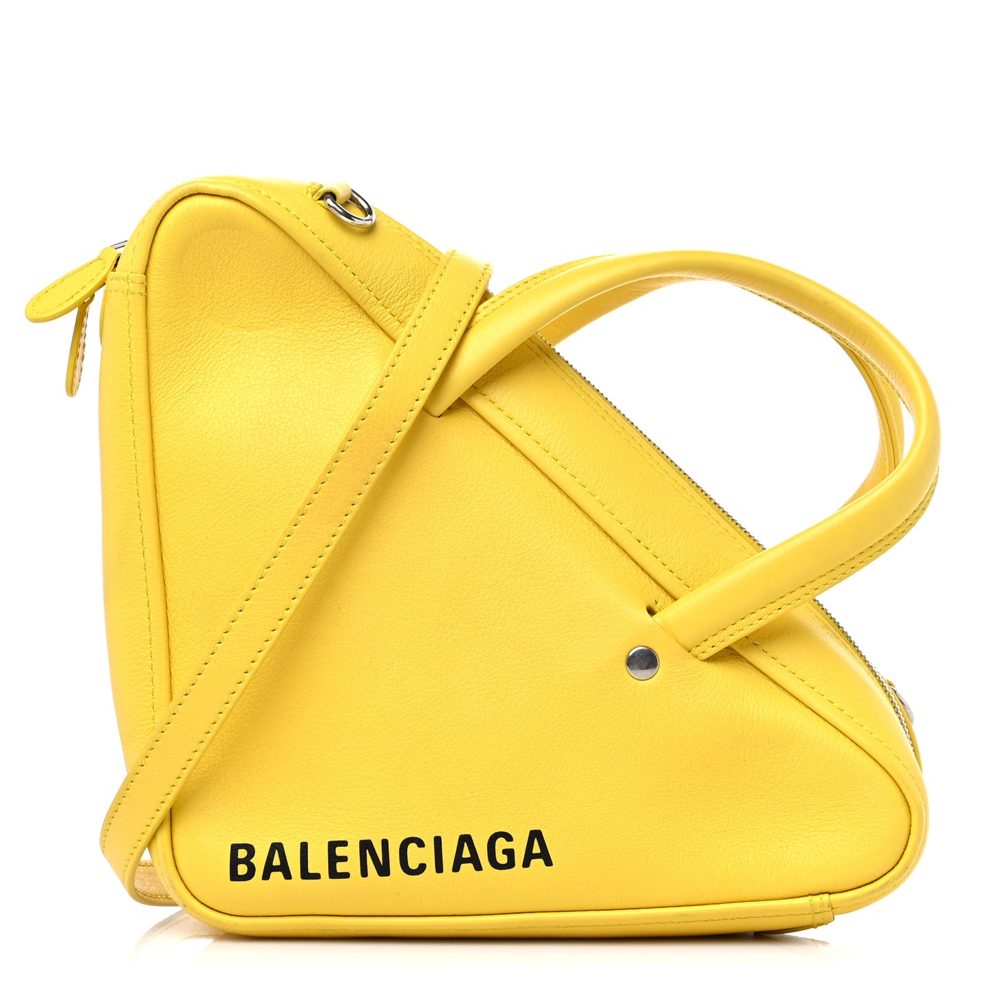 Shiny Day Calfskin Logo XS Triangle Duffle Jaune Black