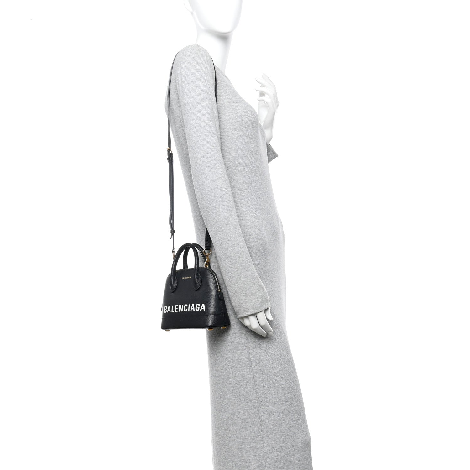 Balenciaga Signature Grained Calfskin XXS Ville Top Handle Bag Black White 2 of 10
