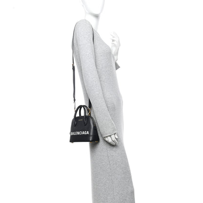 Balenciaga Signature Grained Calfskin XXS Ville Top Handle Bag Black White 2 of 10