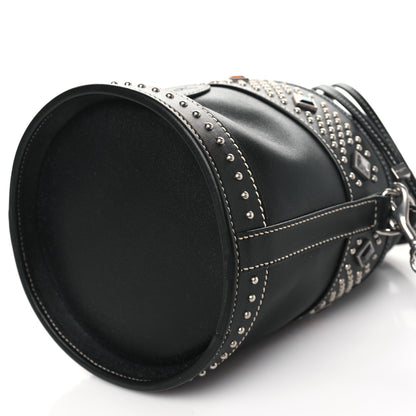 Saint Laurent Smooth Calfskin Studded Small Bahia Drawstring Bucket Bag Black Multicolor 9 of 9