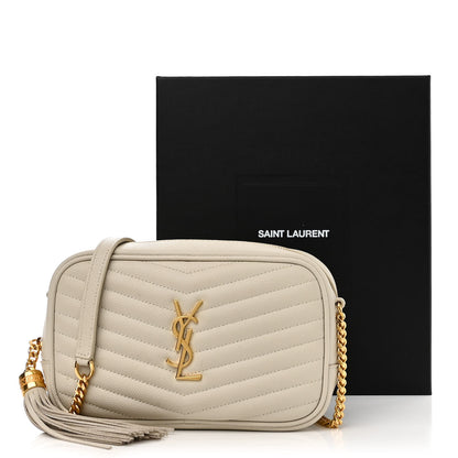 Saint Laurent Grain De Poudre Matelasse Monogram Mini Lou Camera Bag Crema Soft 10 of 10