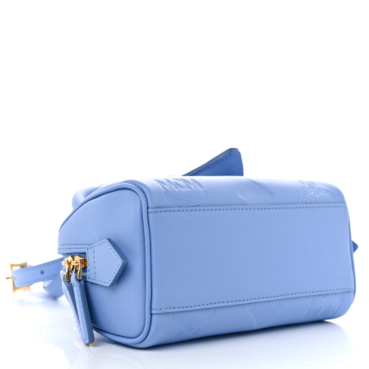 MCM Nappa Maxi Monogram Mini Ella Boston Della Robbia Blue 4 of 10