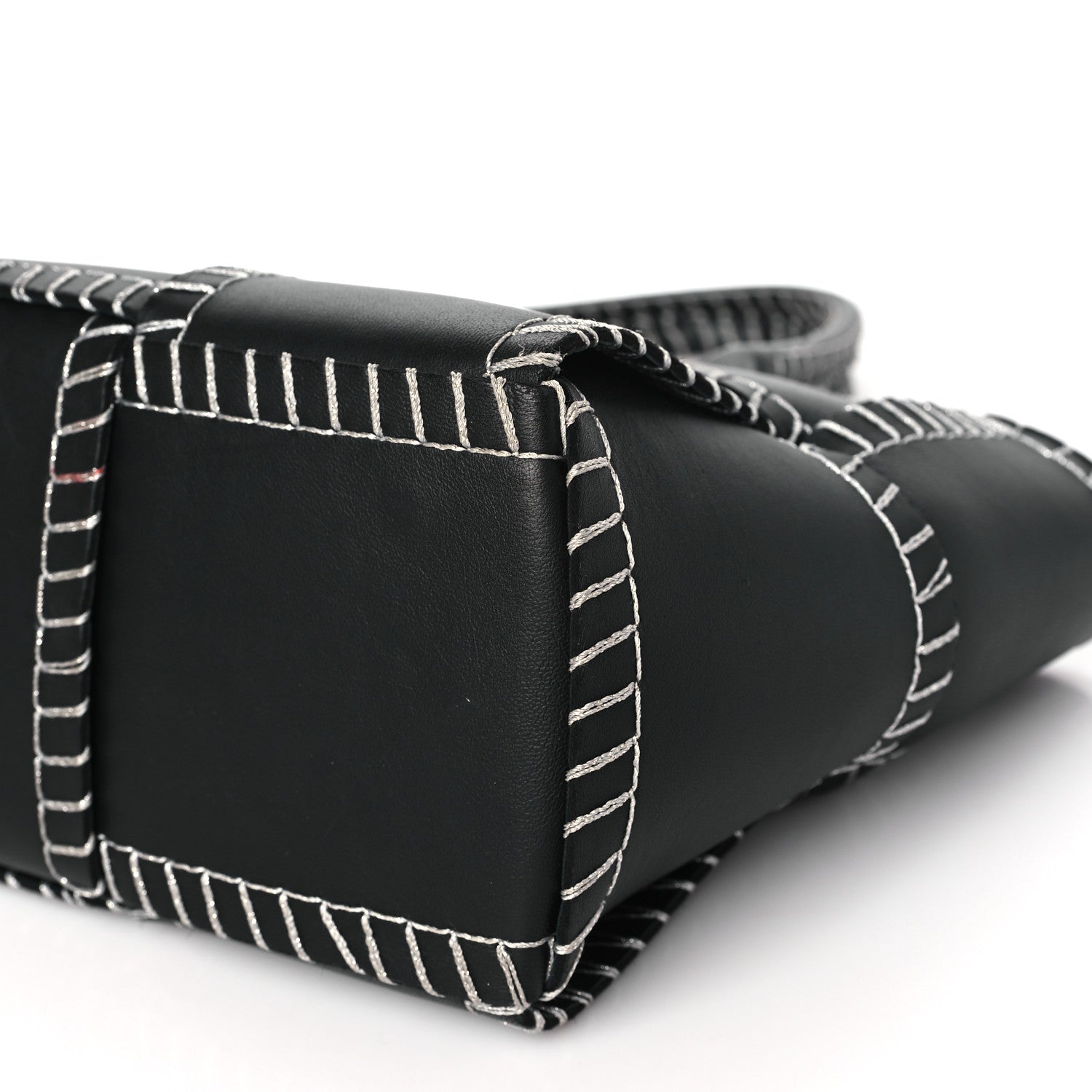 Bottega Veneta Nappa Maxi Intrecciato Overlock Stitched Small Arco Tote Black Silver 10 of 10
