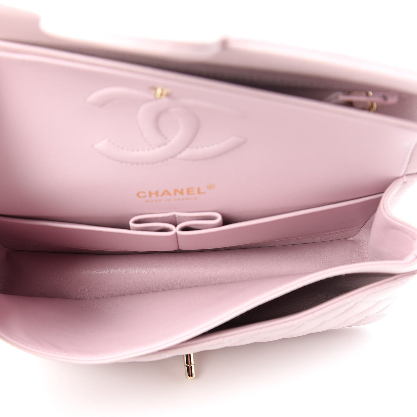 Caviar Quilted Medium Double Flap Light Pink