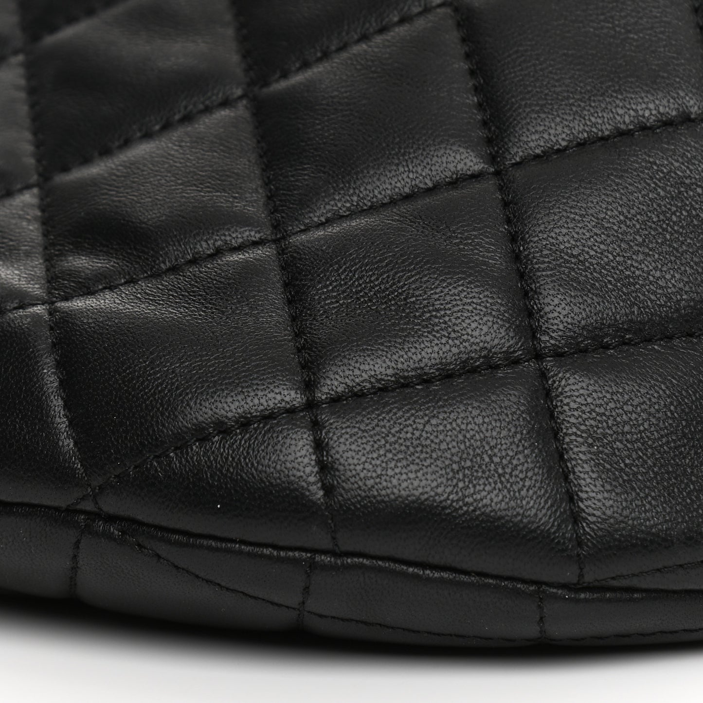 Lambskin Pearl Quilted CC Belt Bag Black