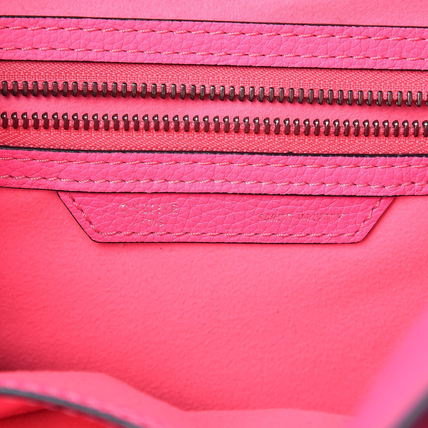 Celine Drummed Calfskin Mini Luggage Fluo Pink 7 of 13