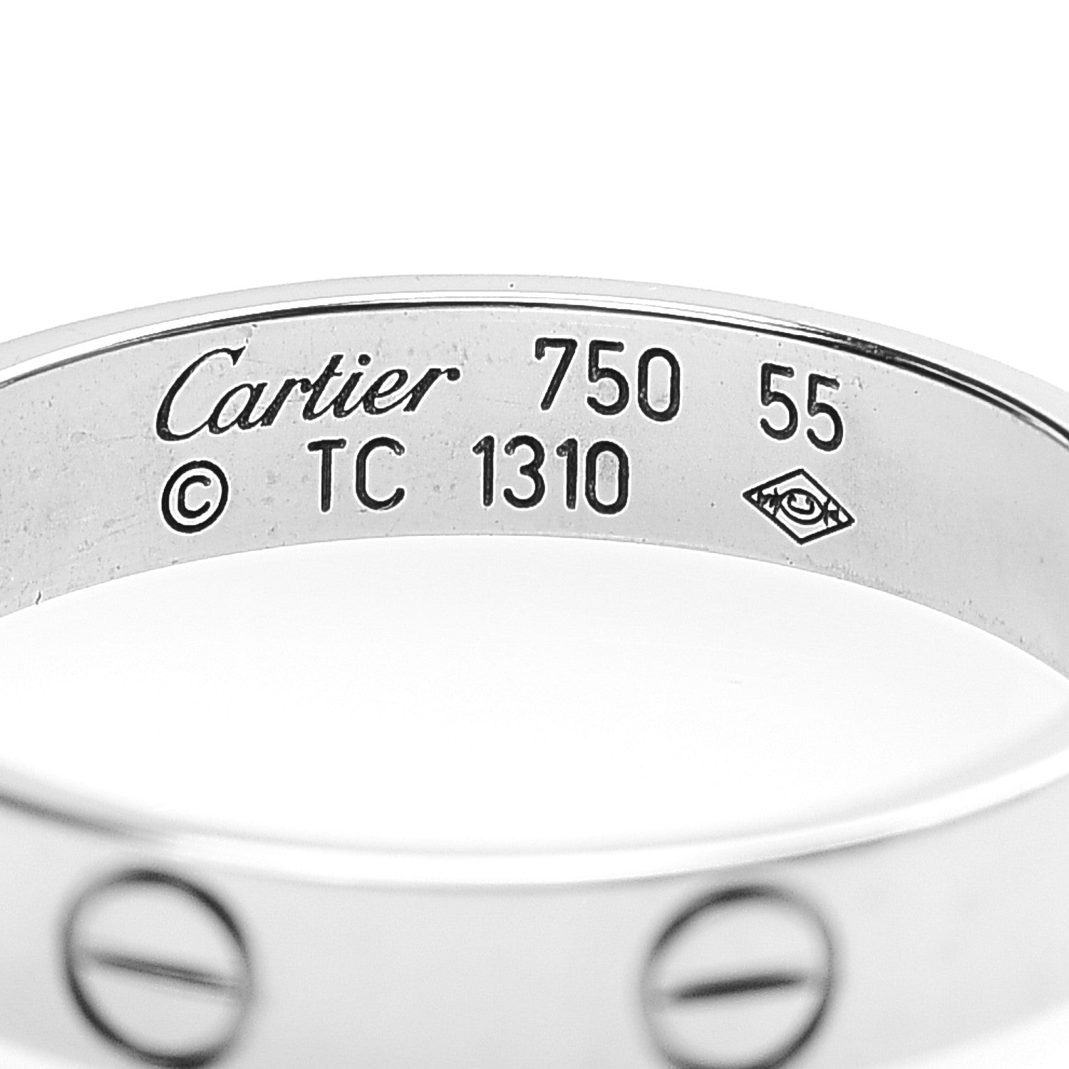 Cartier 18K White Gold 3.5mm LOVE Wedding Band Ring 55 7.25 4 of 4