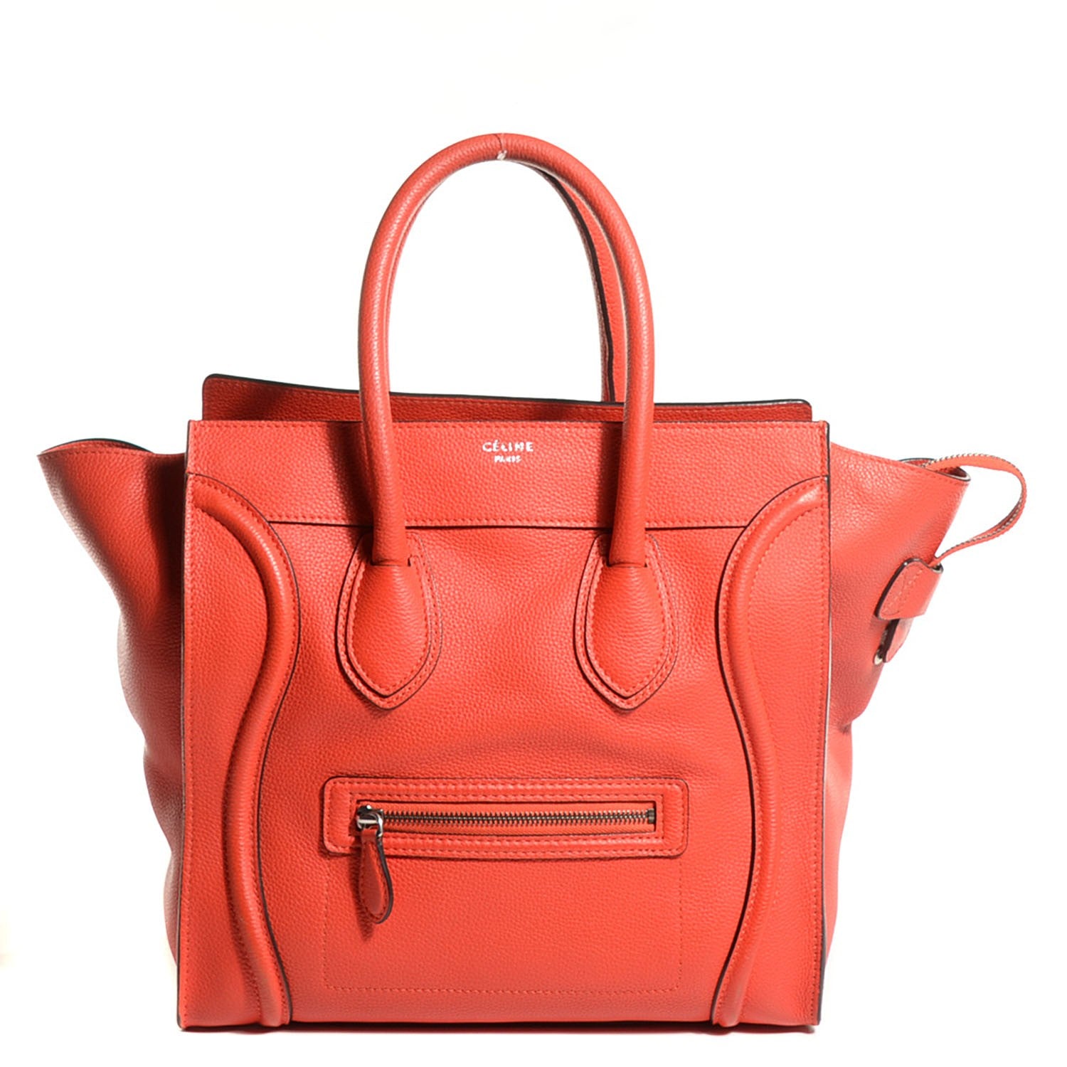 Celine Drummed Calfskin Mini Luggage Vermillion 1 of 8
