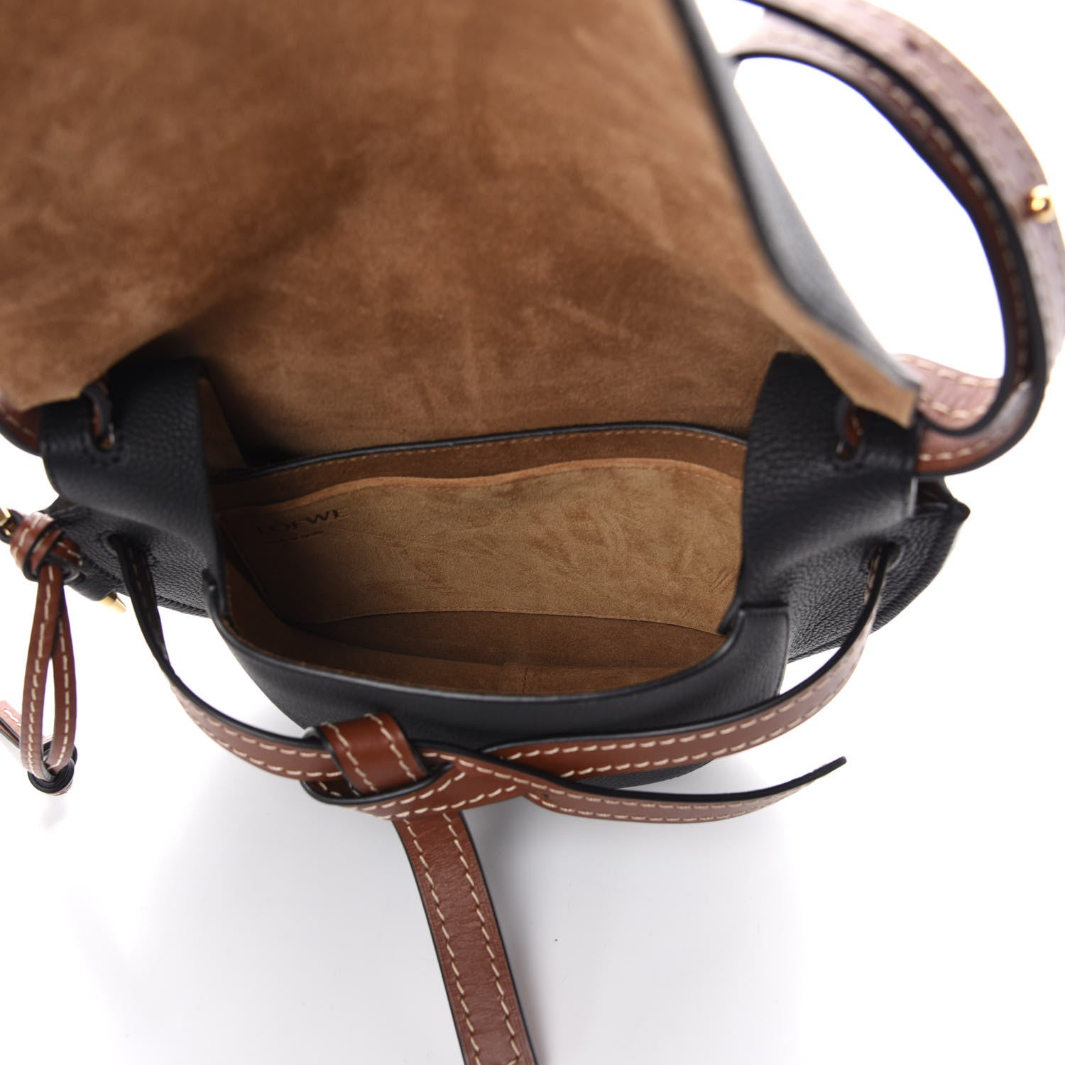 Loewe Grained Calfskin Small Gate Crossbody Bag Pecan Black 5 of 9