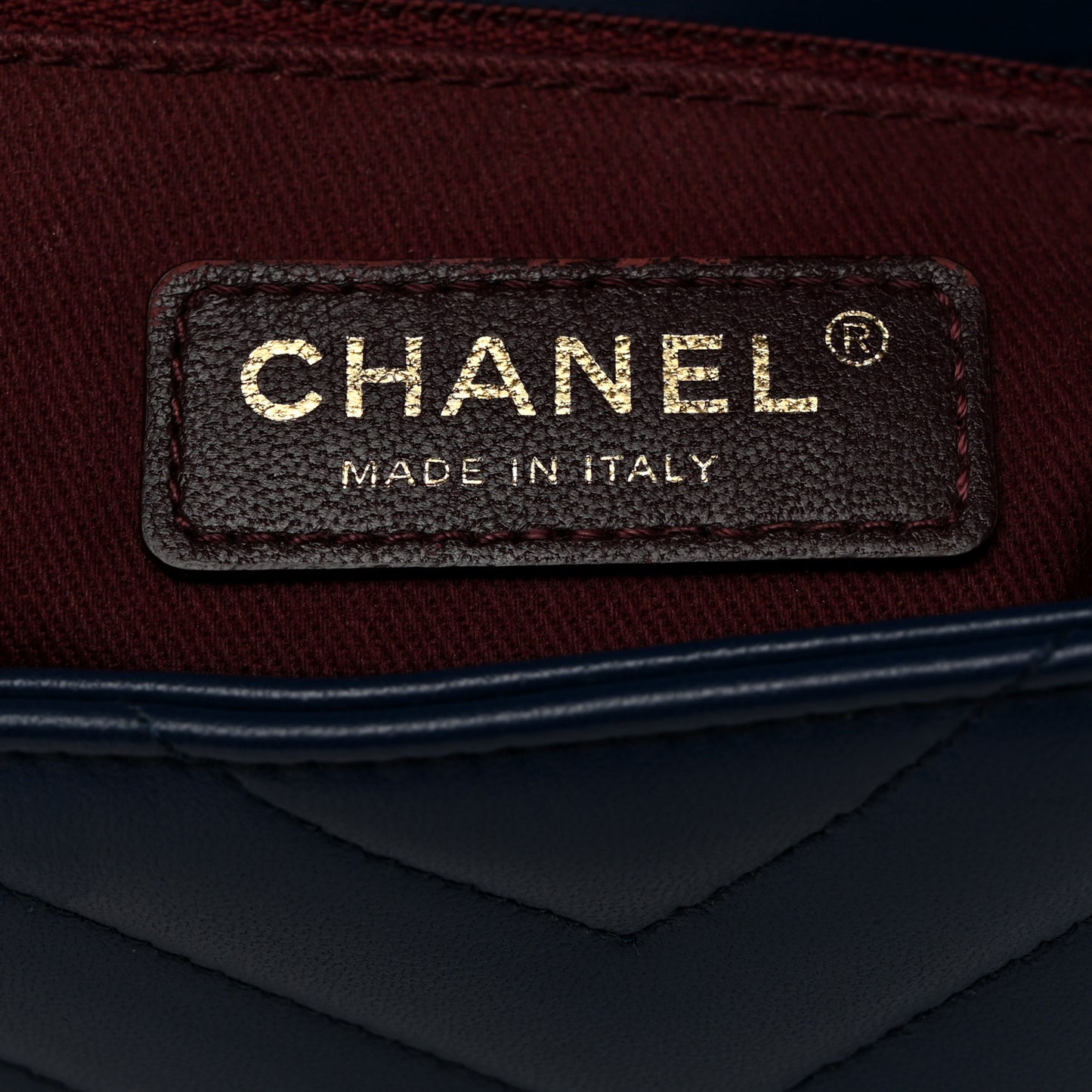 Lambskin Chevron Quilted Small Pyramid CC Flap Navy