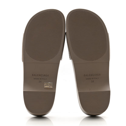 Balenciaga Rubber Allover Logo Womens Pool Wedge Slide Sandals 38 Dark Mink 5 of 8