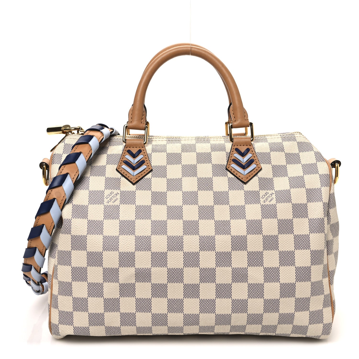 Louis Vuitton Damier Azur Braided Speedy Bandouliere 30 Blue 1 of 11