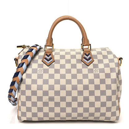 Louis Vuitton Damier Azur Braided Speedy Bandouliere 30 Blue 1 of 11
