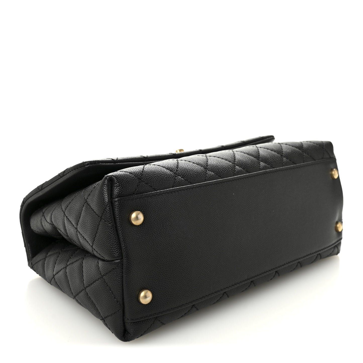 Caviar Lizard Quilted Small Coco Handle Flap Black