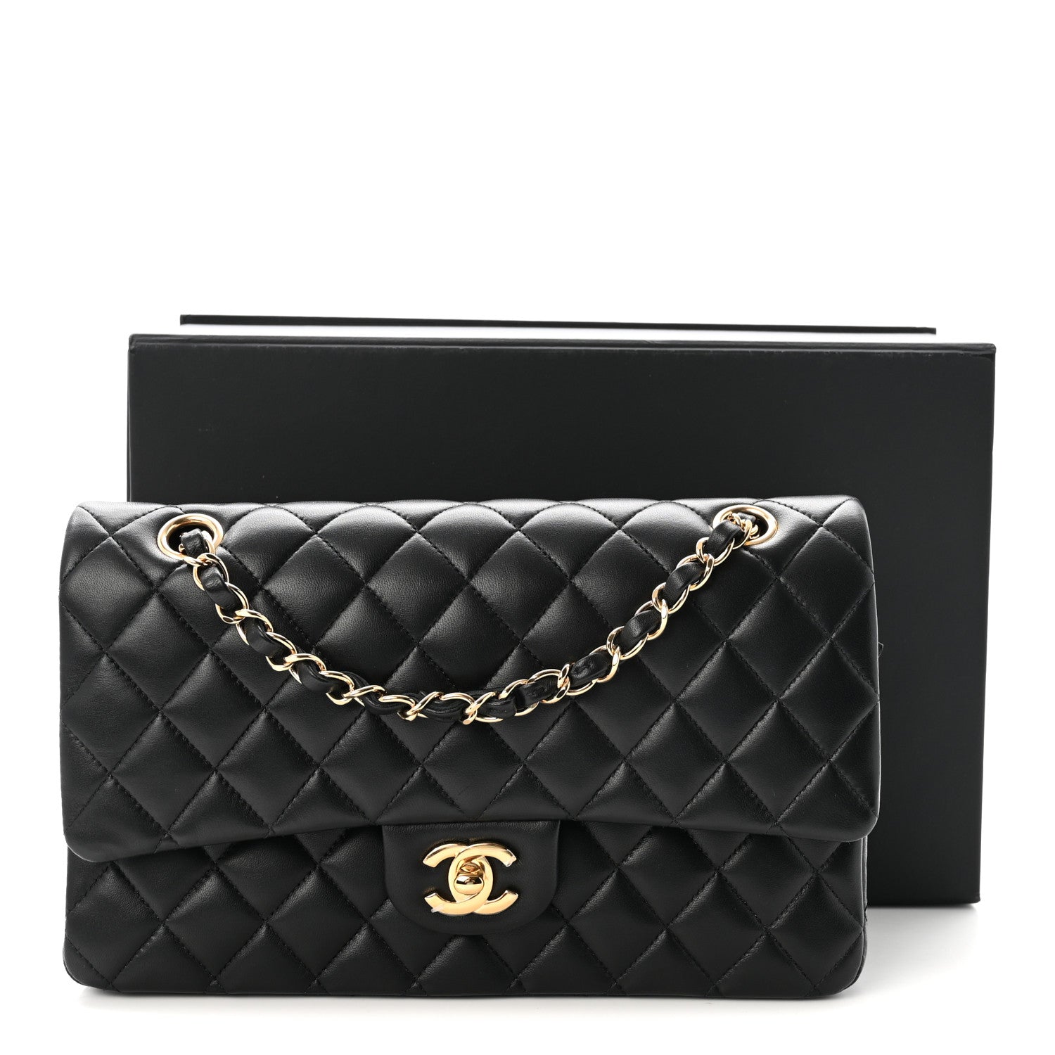Chanel Lambskin Quilted Medium Double Flap Black 11 of 11
