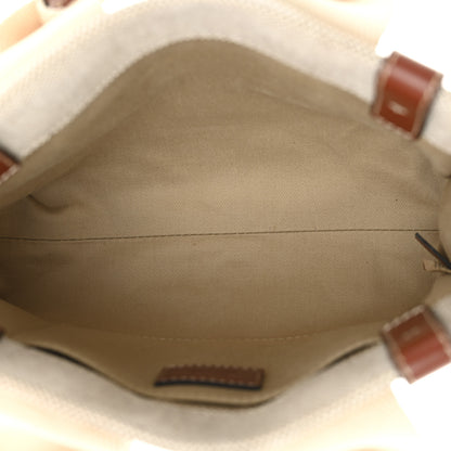 Chloe Cotton Calfskin Small Woody Ribbon Tote With Strap White Brown 5 of 11