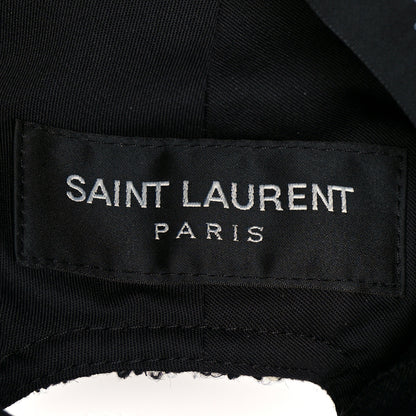 Saint Laurent Wool Tweed Embroidered Baseball Cap 57 Black 7 of 9