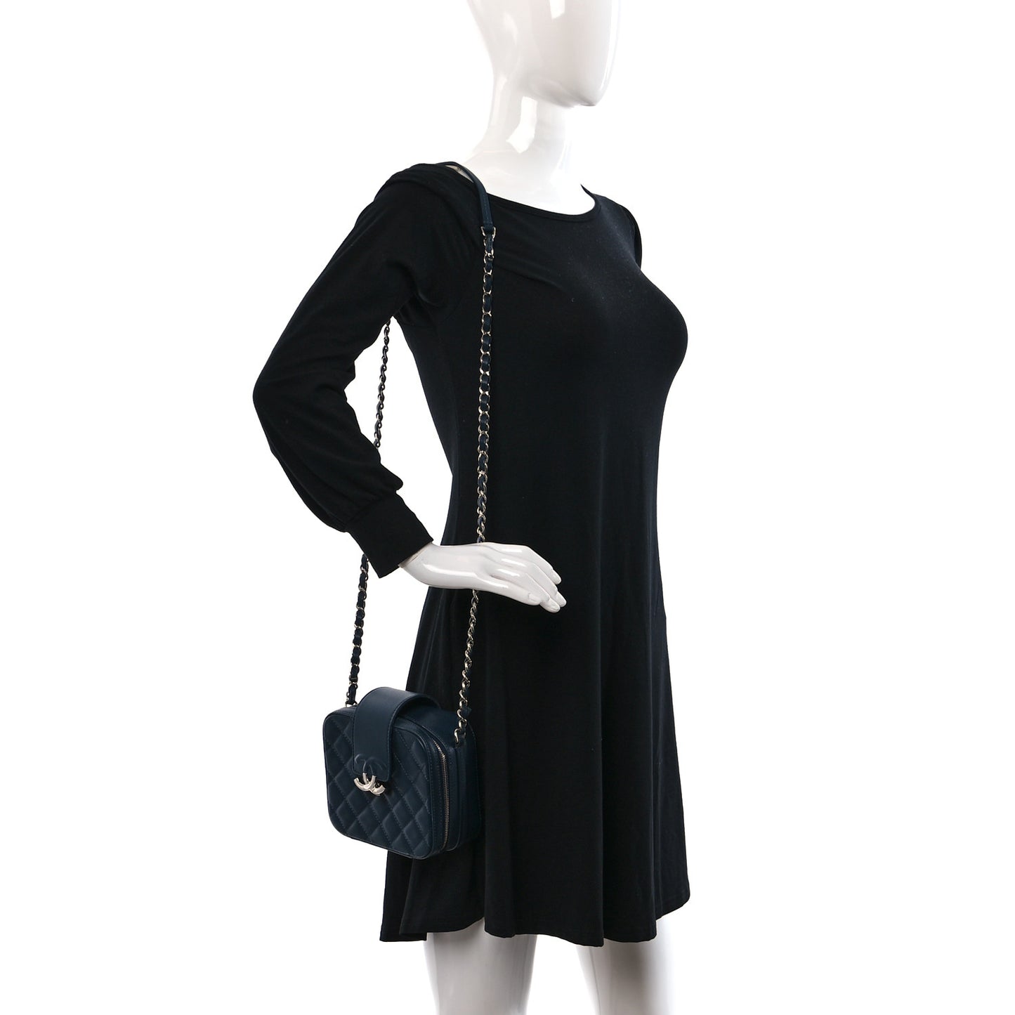 Caviar Mini Camera Case Bag Navy Blue