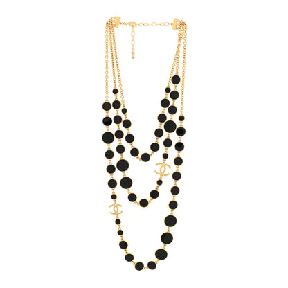 Chanel Metal Enamel Disc CC Multi 3 Strand Necklace Gold Black 3 of 4
