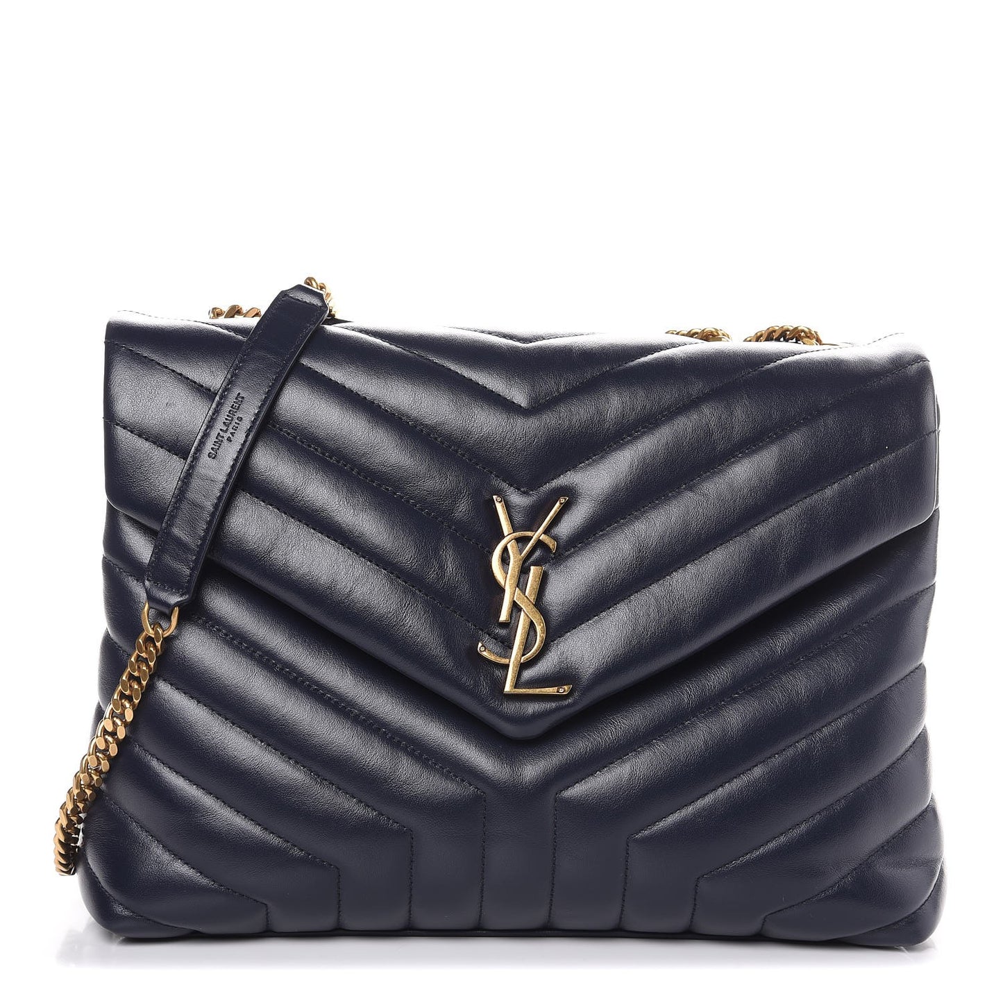 Calfskin Y Quilted Monogram Medium Loulou Chain Satchel Medium Blue