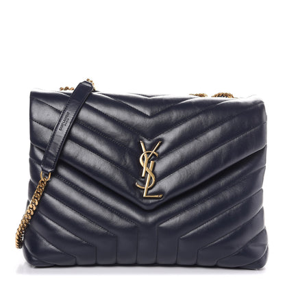 Saint Laurent Calfskin Y Quilted Monogram Medium Loulou Chain Satchel Medium Blue 1 of 8
