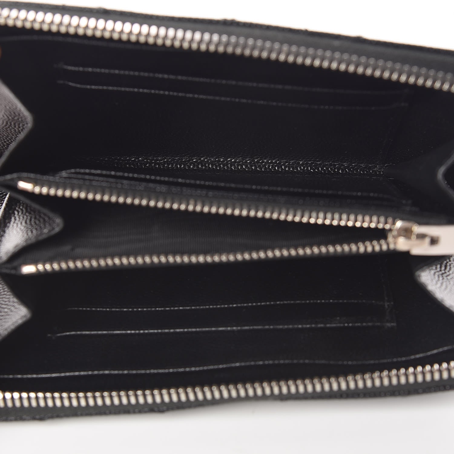 Saint Laurent Grain De Poudre Matelasse Chevron Monogram Zip Around Wallet Black 5 of 12