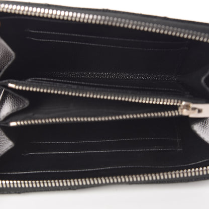 Saint Laurent Grain De Poudre Matelasse Chevron Monogram Zip Around Wallet Black 5 of 12