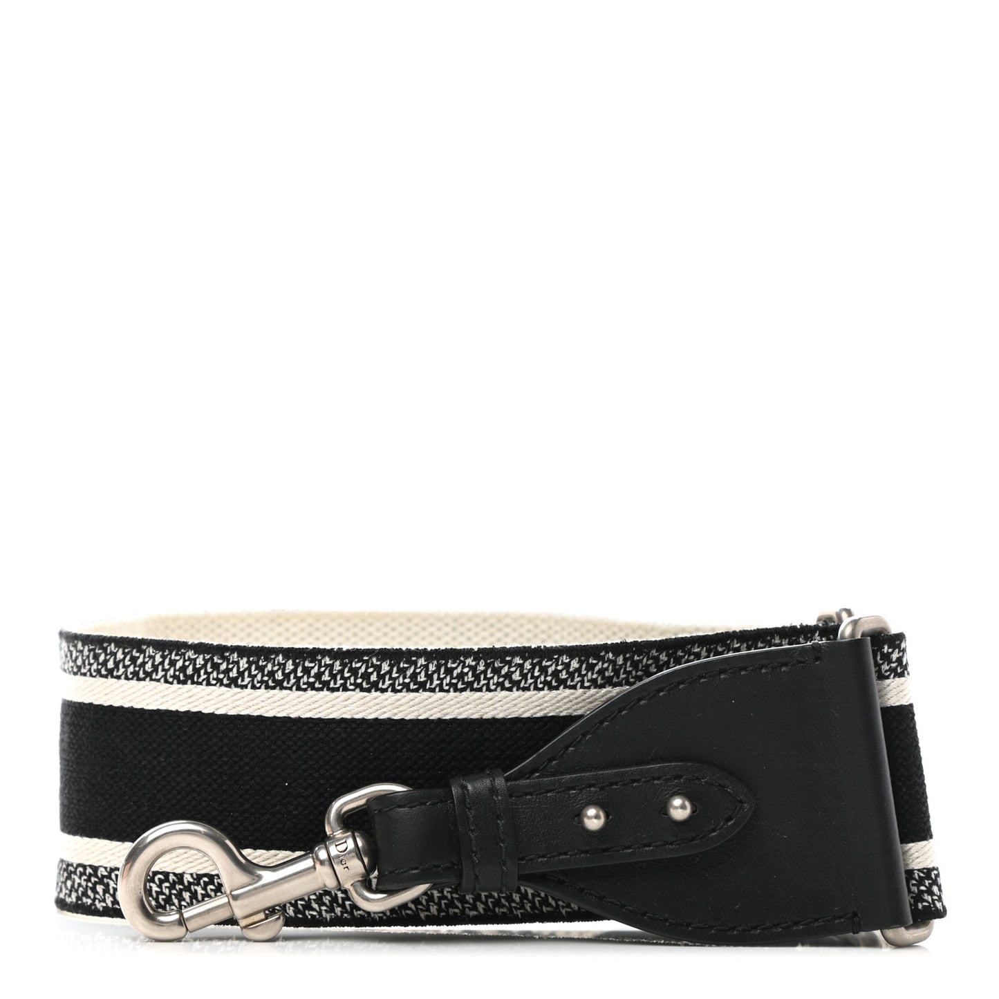 Canvas Embroidered Shoulder Strap Black White