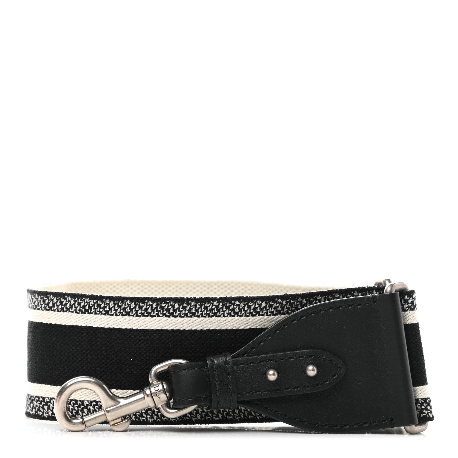 Christian Dior Canvas Embroidered Shoulder Strap Black White 1 of 5