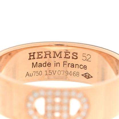 Hermes 18K Rose Gold Diamond PM H D'Ancre Ring 52 6 4 of 5