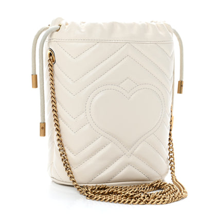 Gucci Calfskin Matelasse Mini GG Marmont 2.0 Bucket Bag White 2 of 4