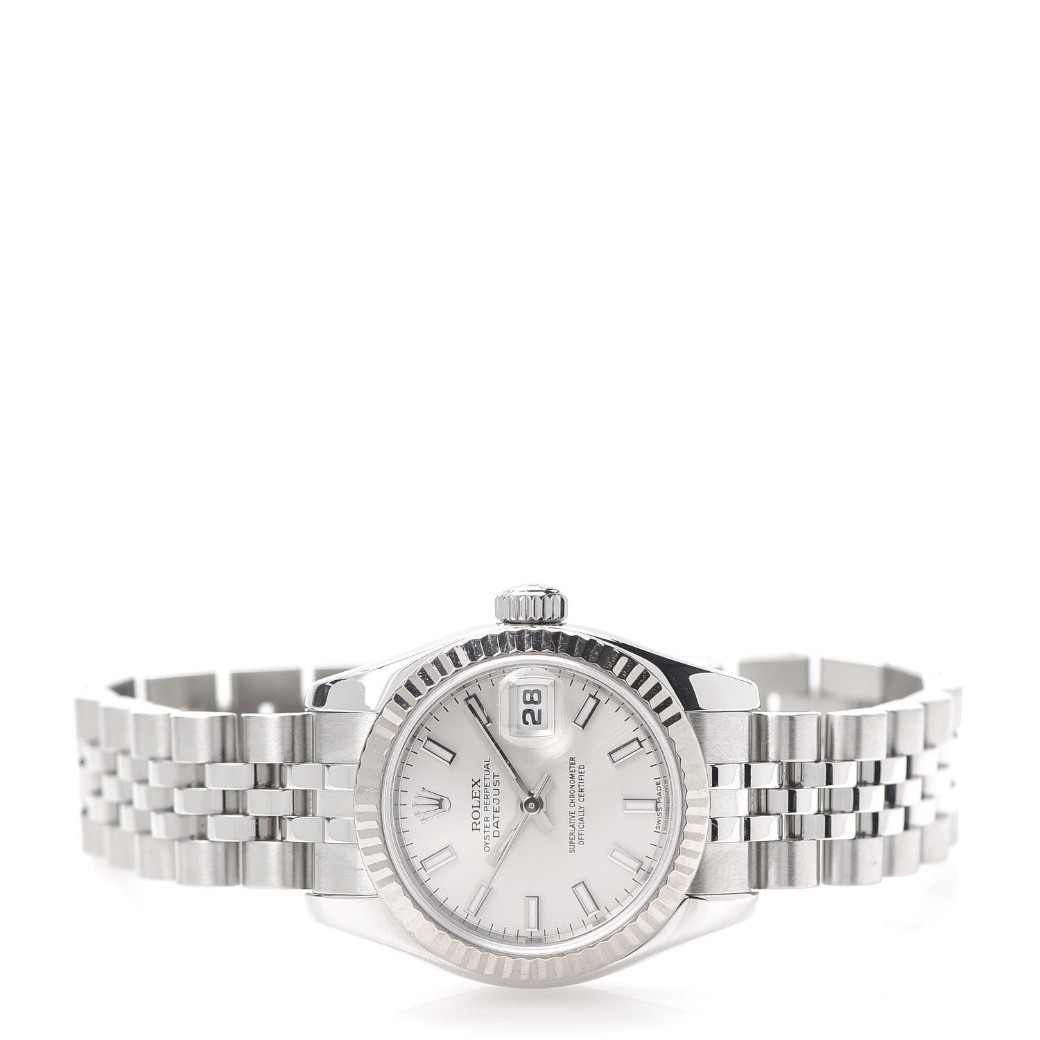 Rolex Stainless Steel 18K White Gold 26mm Oyster Perpetual Datejust Watch Silver 179174 3 of 6