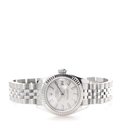 Rolex Stainless Steel 18K White Gold 26mm Oyster Perpetual Datejust Watch Silver 179174 3 of 6