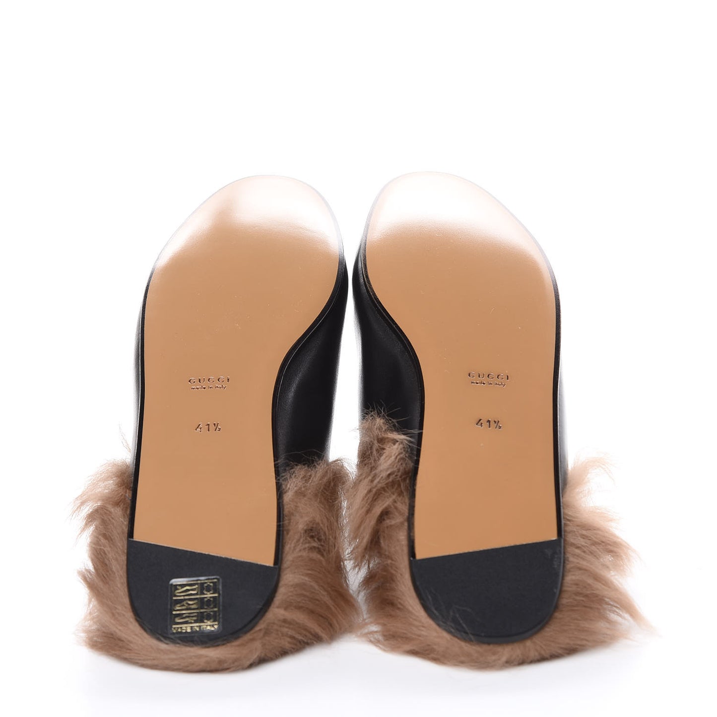 Calfskin Fur Womens Princetown Slippers 41.5 Black