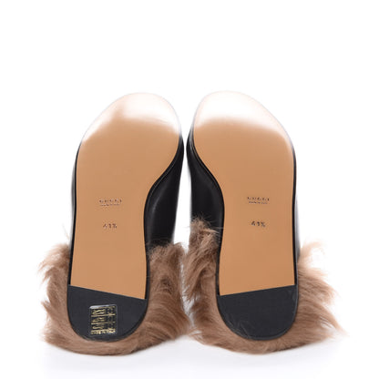 Gucci Calfskin Fur Womens Princetown Slippers 41.5 Black 5 of 10