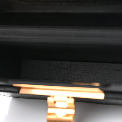 Bottega Veneta Calfskin Crocodile Embossed Daisey Box Clutch Black 5 of 10