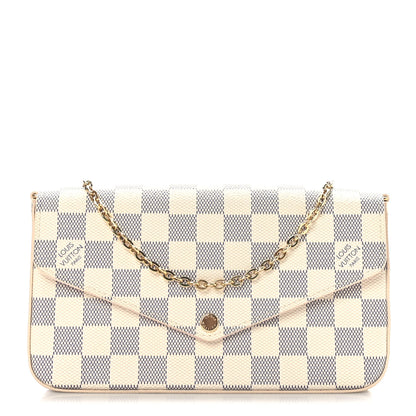 Louis Vuitton Damier Azur Pochette Felicie Chain Wallet Rose Ballerine 1 of 8