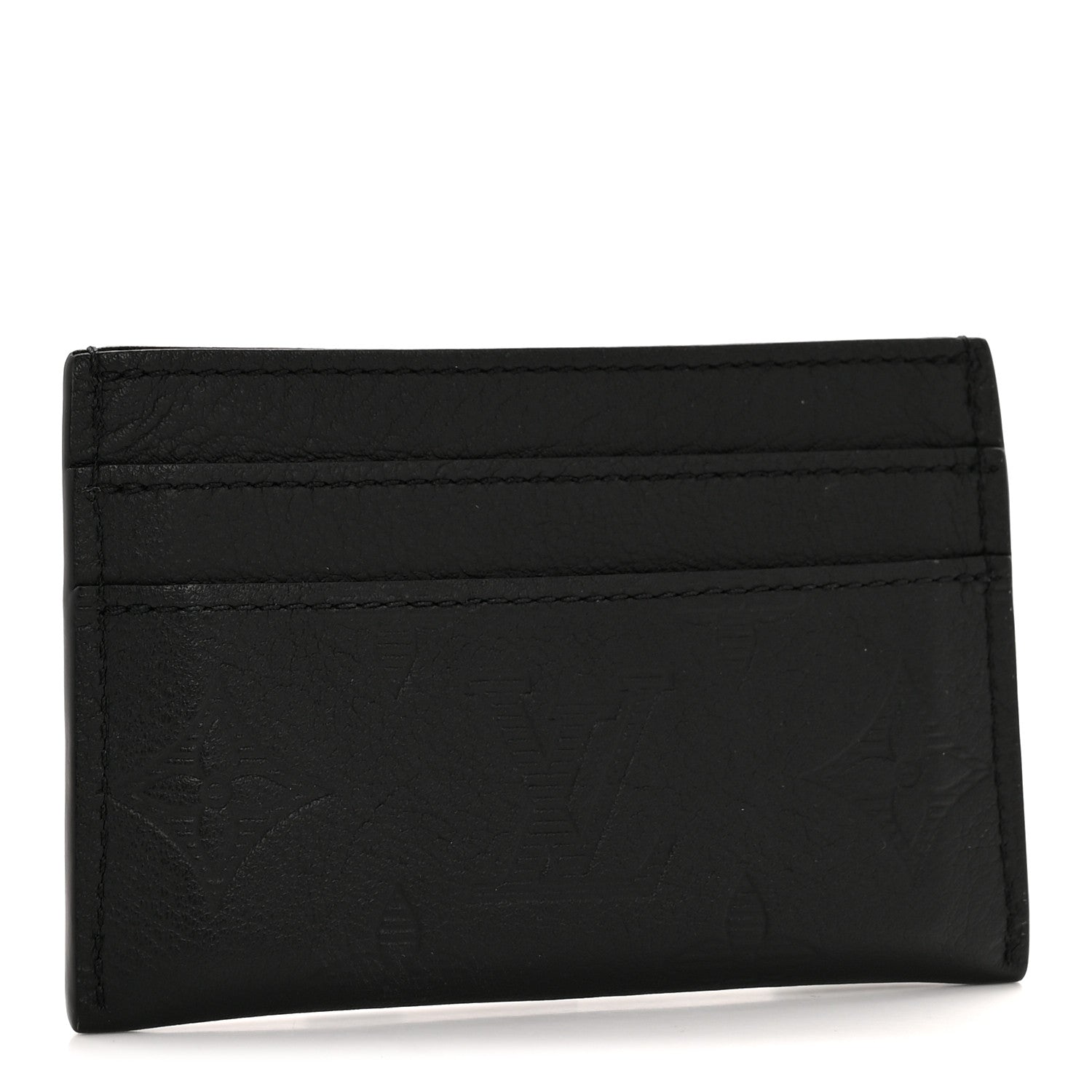 Louis Vuitton Calfskin Monogram Shadow Double Card Holder Black 3 of 9