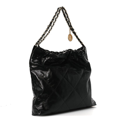 Chanel Shiny Calfskin Quilted Chanel 22 Black White 4 of 12