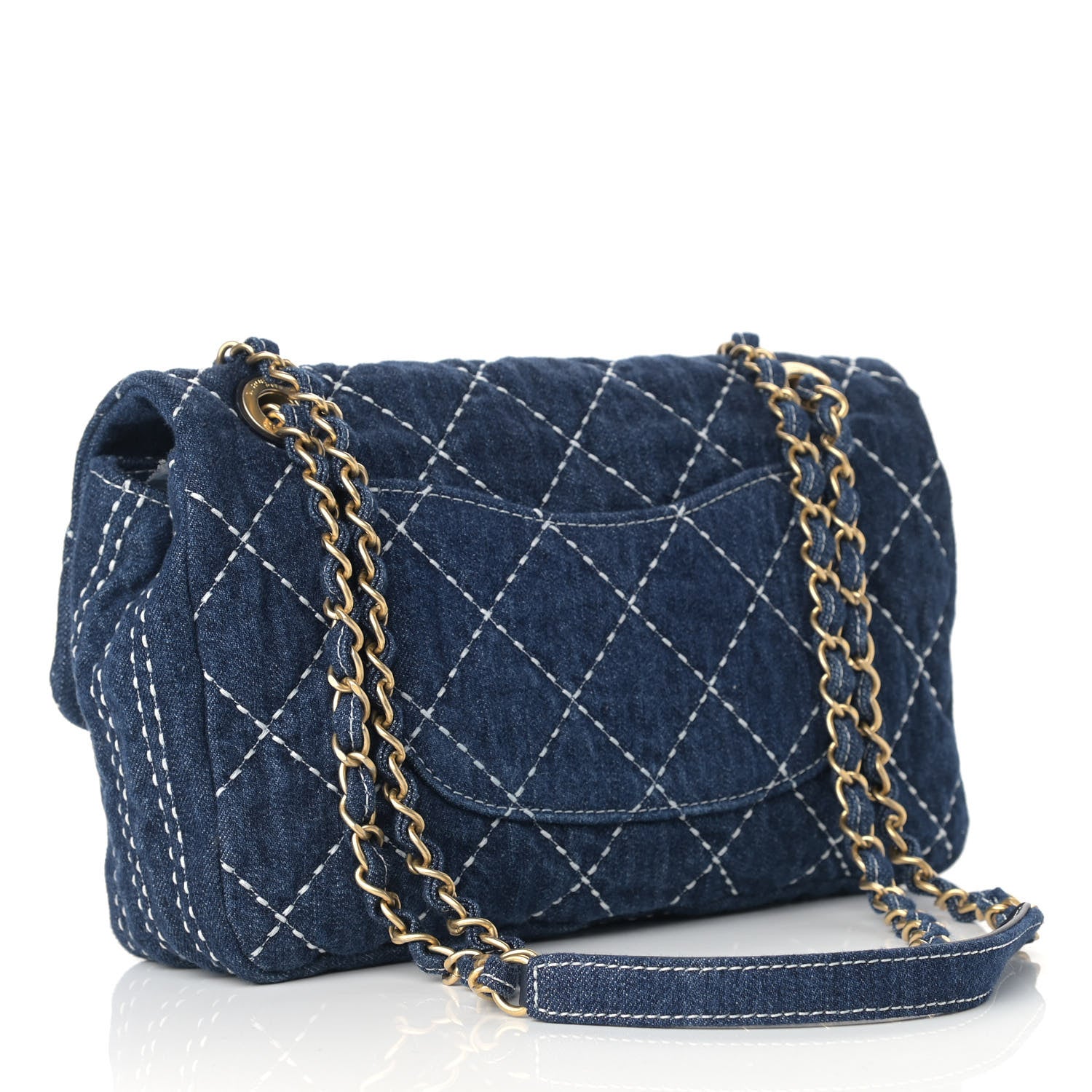 Chanel Denim Quilted Medium Denim Trip Single Flap Blue 3 of 9