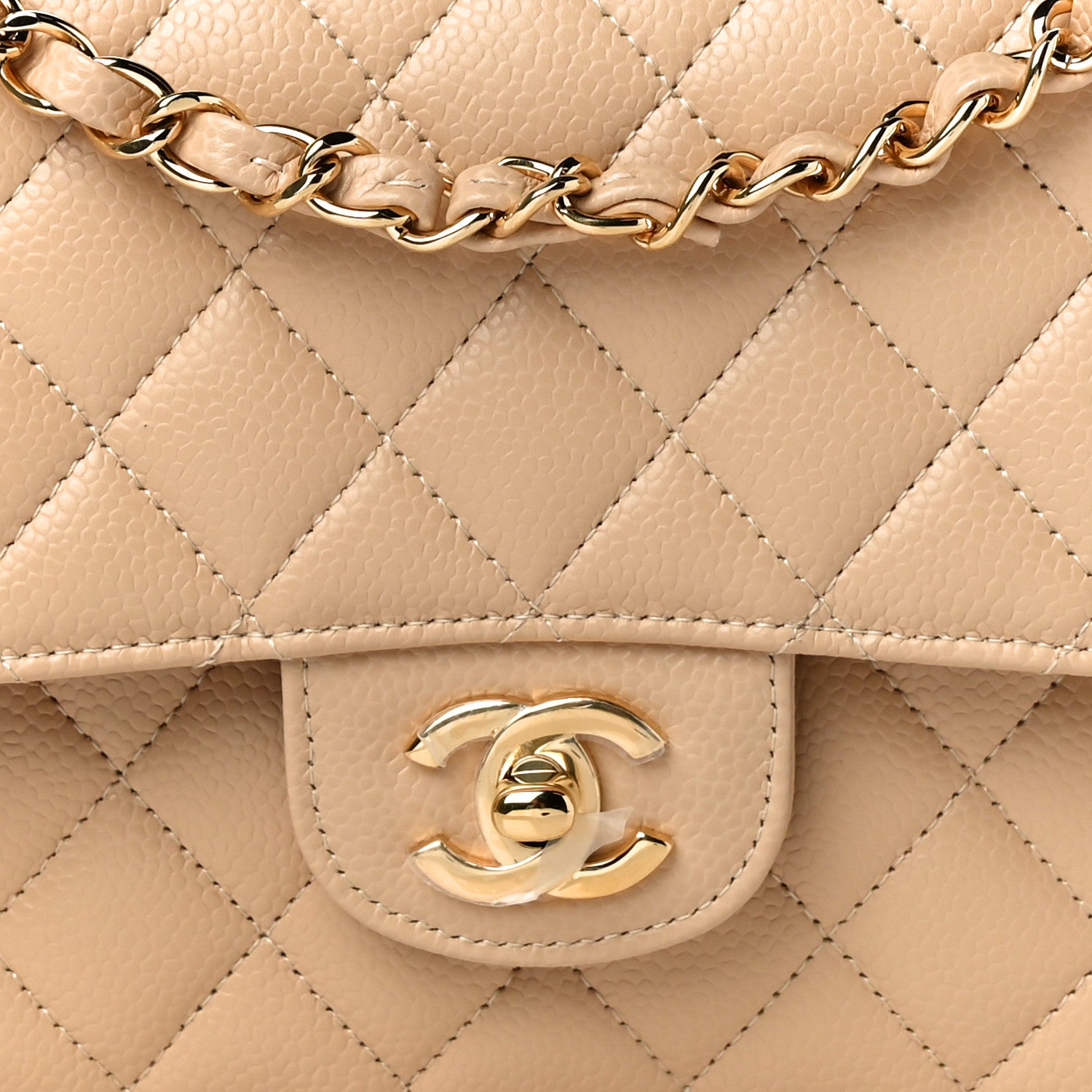Chanel Caviar Quilted Medium Double Flap Beige 7 of 11