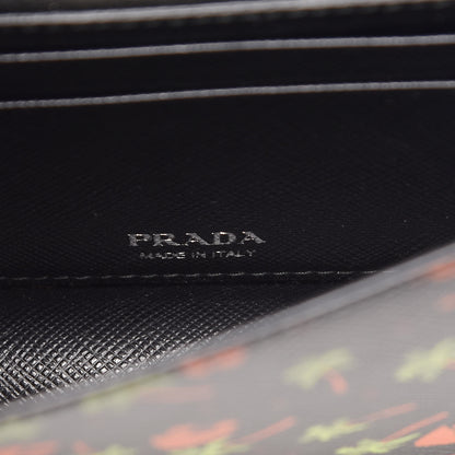 Prada Saffiano Palm Tree Print Chain Wallet Black 6 of 7