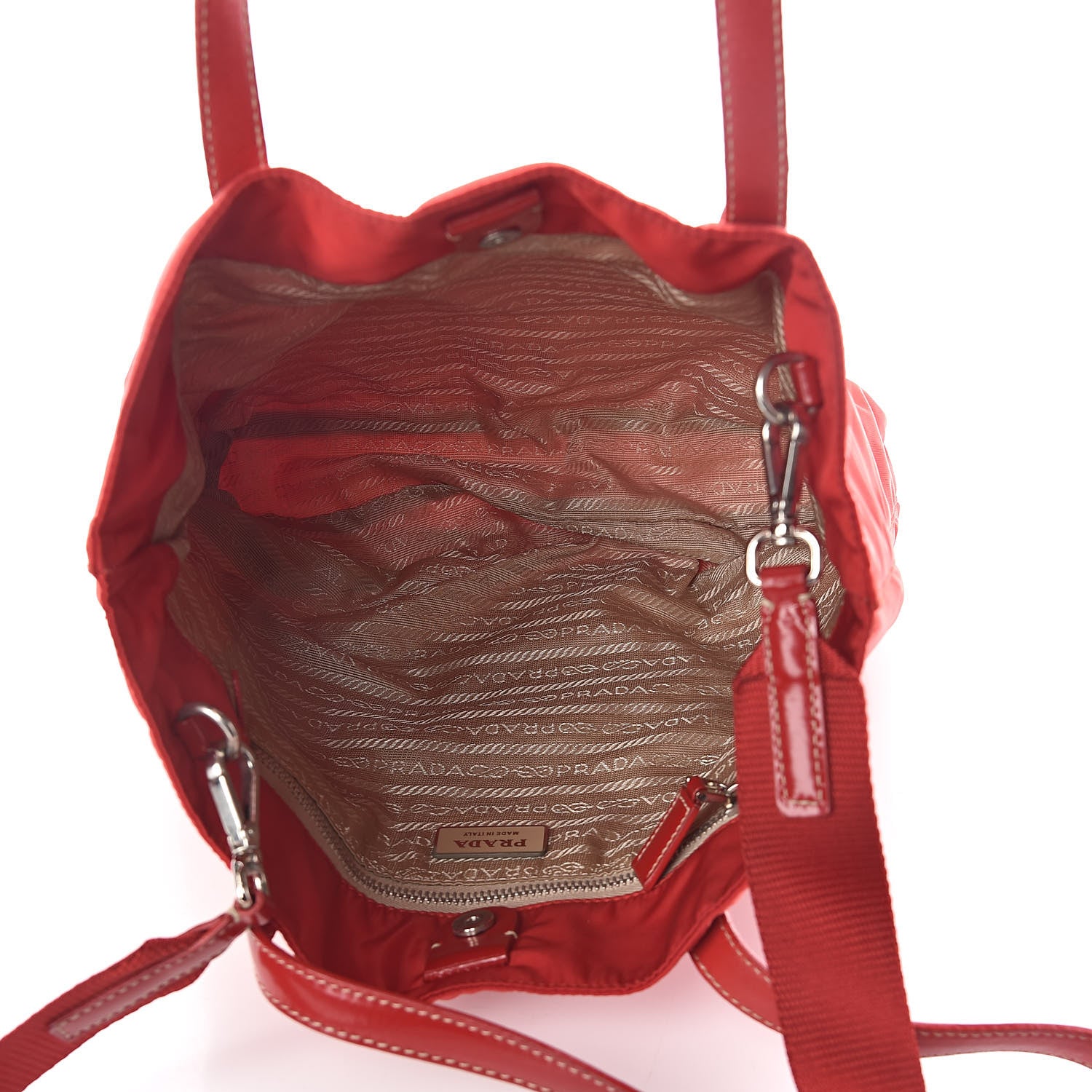 Prada Tessuto Nylon Spazzolato Mini Shopping Tote Rosso 5 of 9