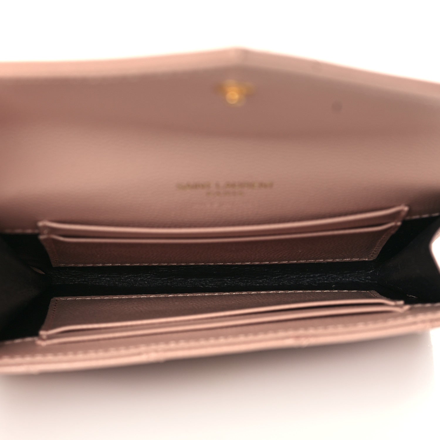 Saint Laurent Grain De Poudre Matelasse Chevron Small Monogram Envelope Wallet Pink 5 of 6