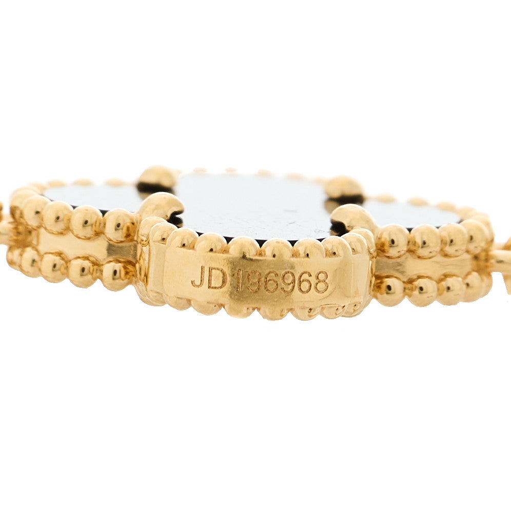 Van Cleef & Arpels 18K Yellow Gold Black Onyx 5 Motifs Vintage Alhambra Bracelet 4 of 5