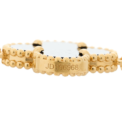 Van Cleef & Arpels 18K Yellow Gold Black Onyx 5 Motifs Vintage Alhambra Bracelet 4 of 5