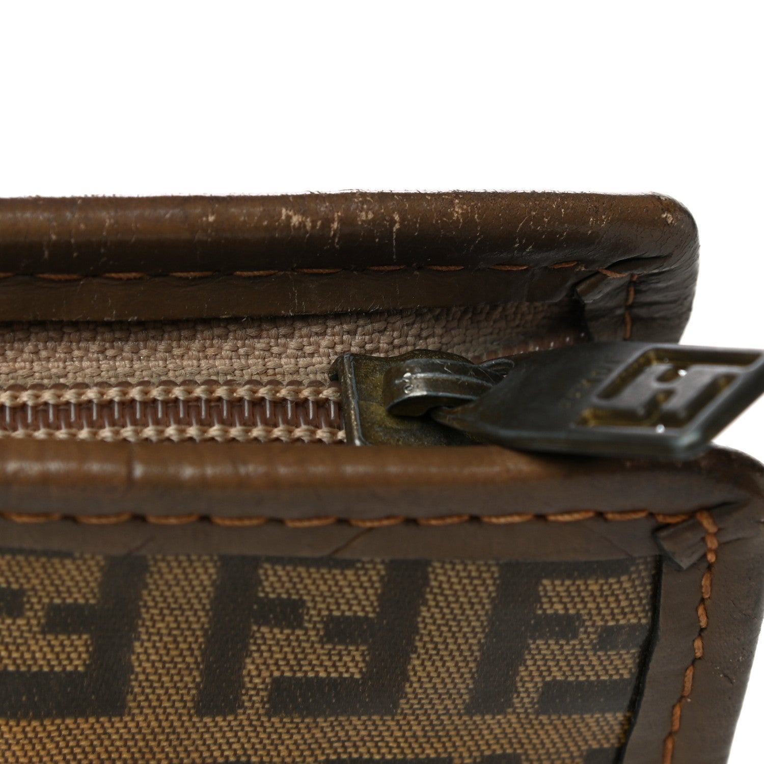 Fendi Vinyl Zucchino Zip Pouch Tobacco 15 of 17