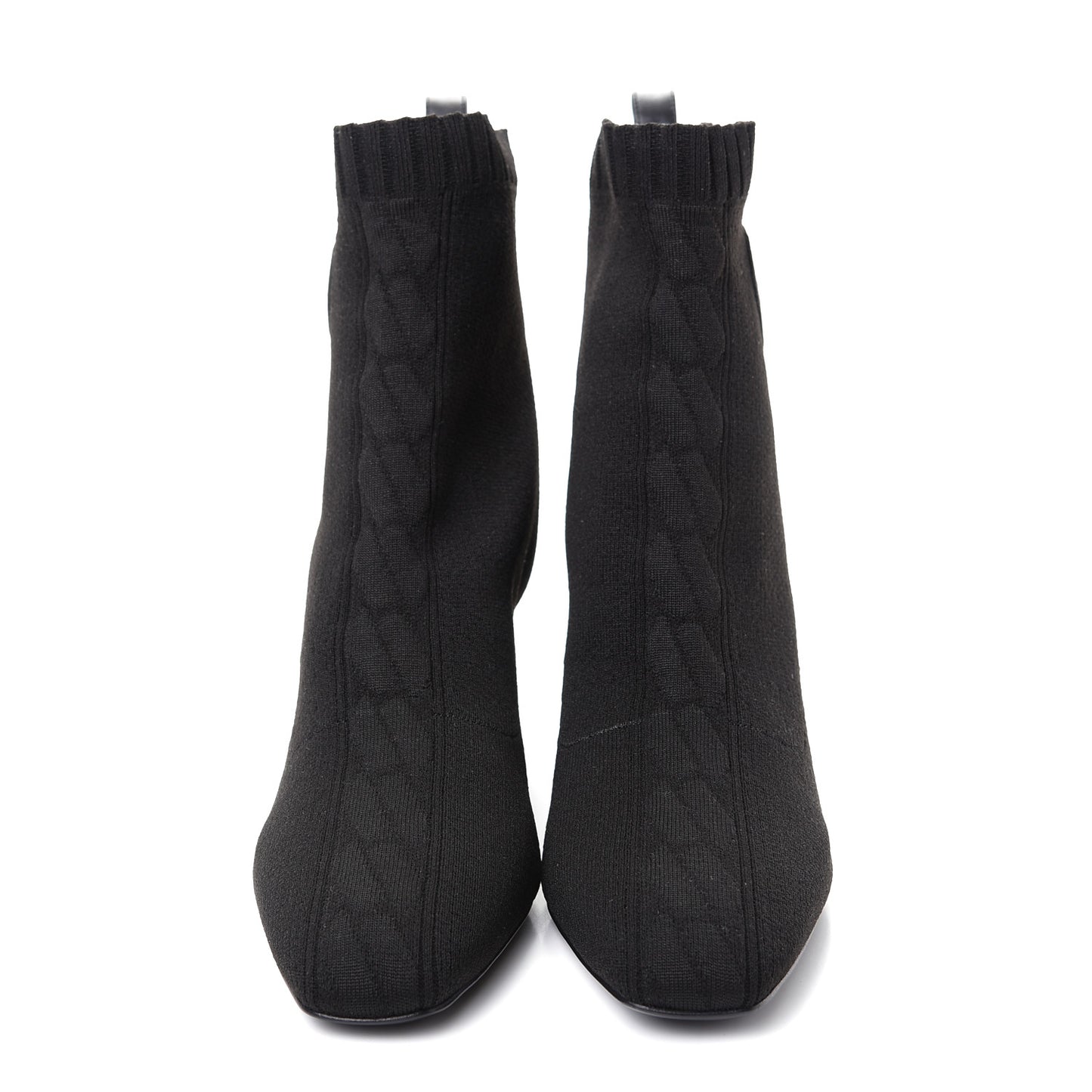 Knit Calfskin Volver Ankle Boots 38.5 Black